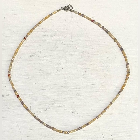 Cream/Tan Sand Small Beaded Choker Necklace Boho Preppy Beach Coastal Neutral - Picture 4 of 5